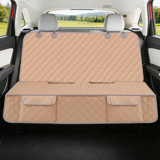 Dog Car Seat Cover for Back Seat Waterproof Backseat Protector, Nonslip Rear Seat Cover for Kids,Universal Size Fits Cars Trucks Suvs (Beige)