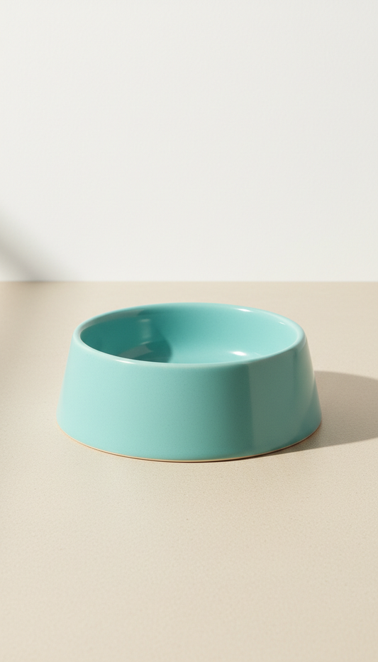 Seafoam blue pet bowl with non-slip base
