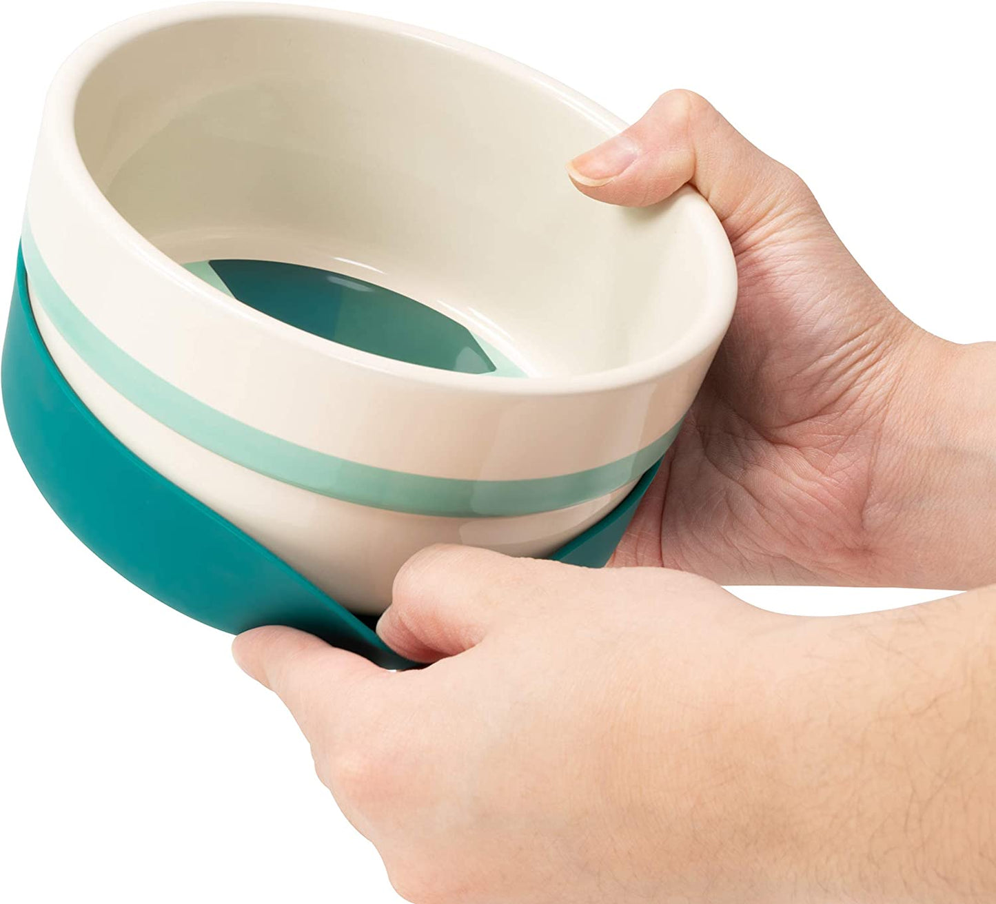 Now House for Pets by Jonathan Adler Green "Chroma" Duo Bowl, Small | Dishwasher Safe, Easy to Clean Dog Bowl with Anti-Skid Lid | Dual Functionality Bowl for Dogs for Storage or Travel