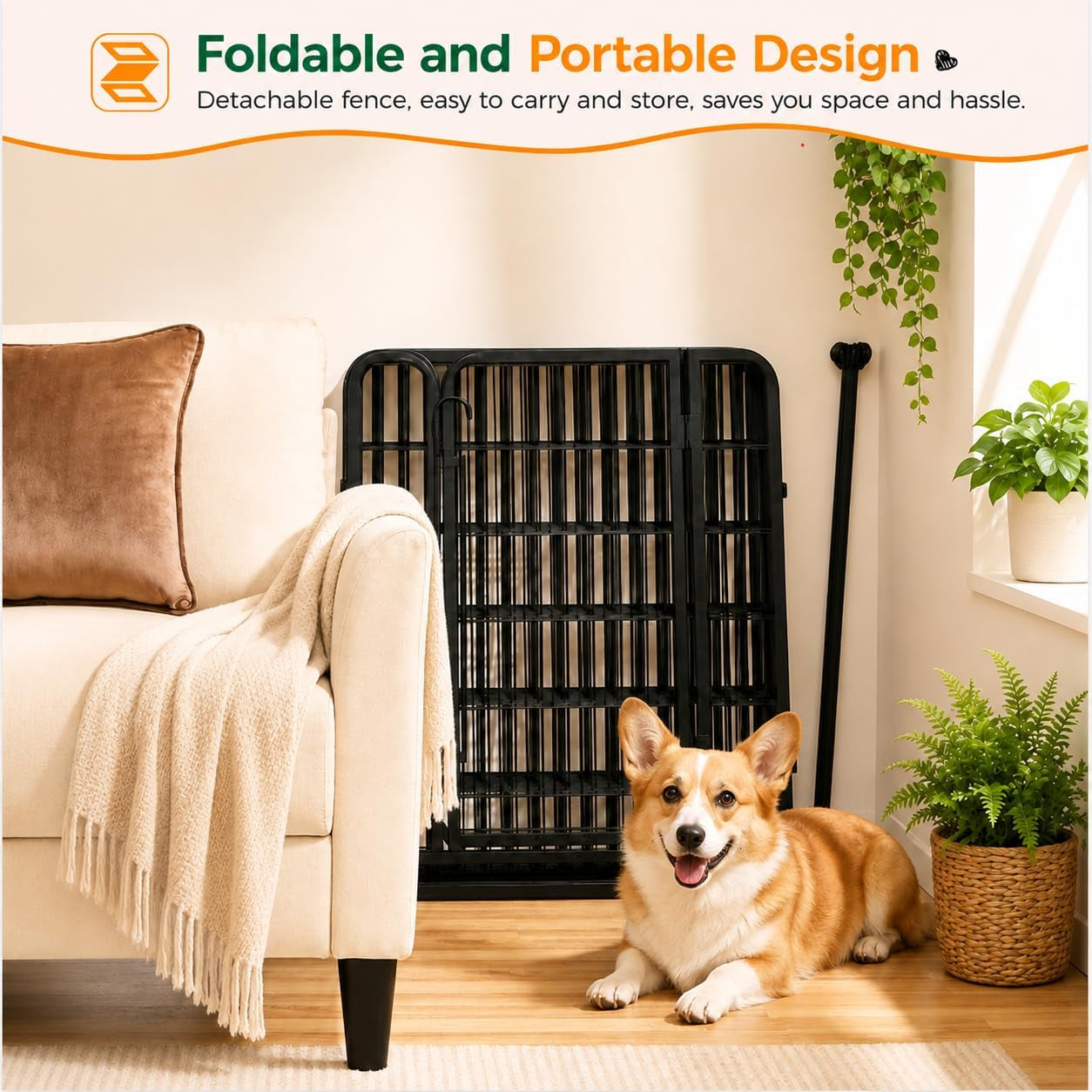 Yaheetech 32In 16-Panel Metal Dog Playpen Fence for Indoor Yard RV Camping | Heavy-Duty Rustproof Frame with Secure Latch Door, Tool-Free Assembly, Foldable Storage, Ideal for Small to Medium Dog Breeds