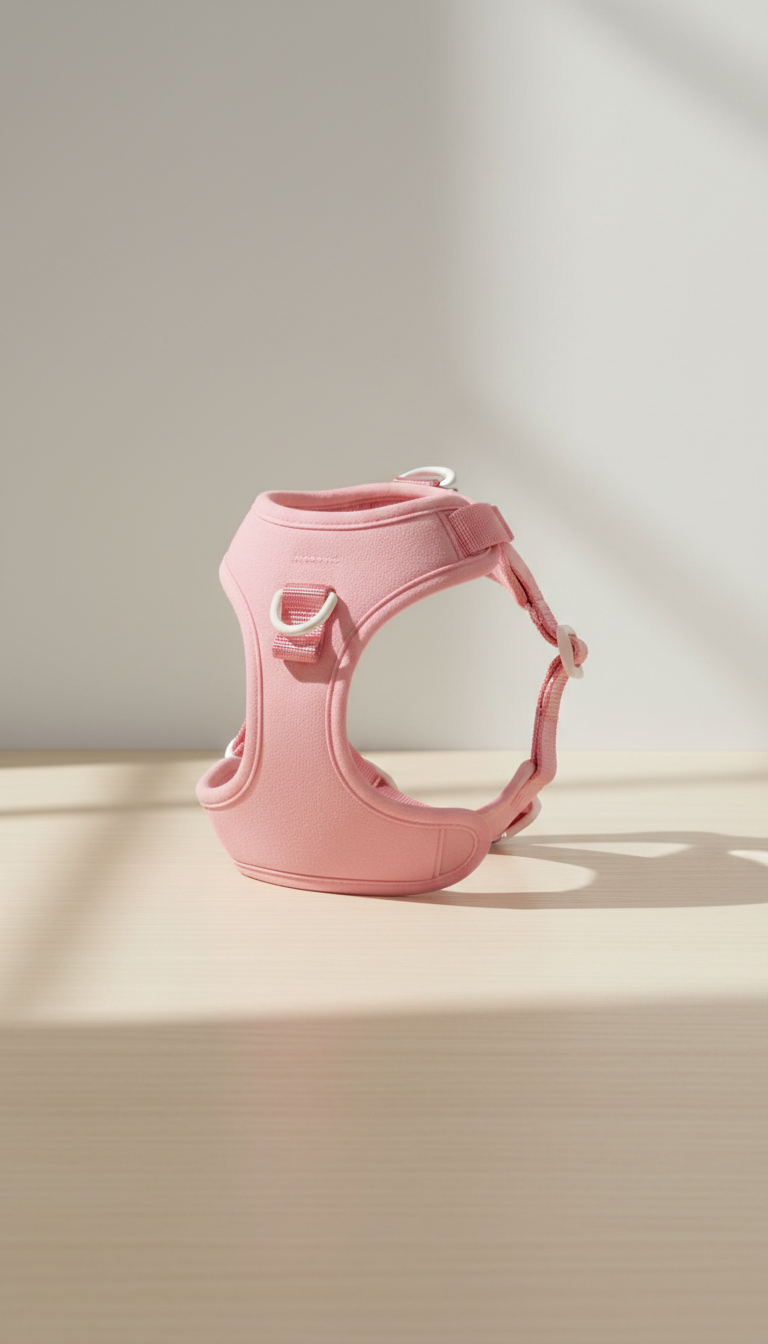 Guava pink dog harness with quick-release clips